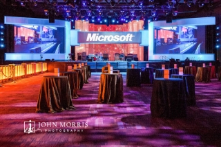 Colorful venue decor during a Microsoft conference networking event
