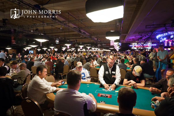 One of the large poker rooms with hundreds of tables and thousands of players at the World Series of Poker