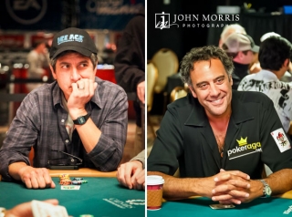 Candid Portraits of Ray Romano and Brad Garrett sitting at poker tables during the World Series of Poker
