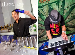 Bartenders gleefully serve up cocktails as a DJ serves up the beats during an after hours cocktail reception at the Hard Rock Hotel & Casino in Las Vegas