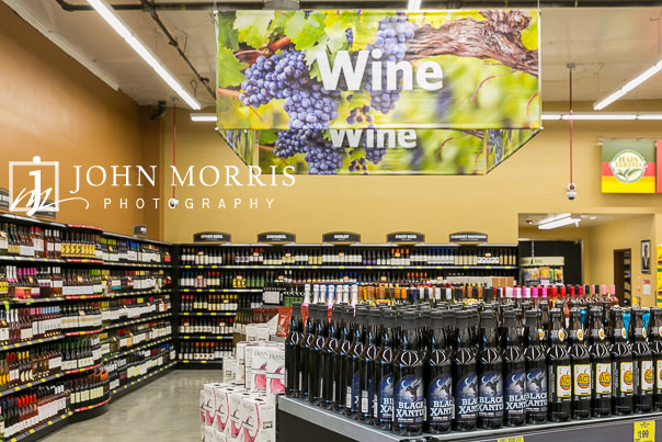 Wine Section during a professional event photographed at a grocery store grand opening in San Diego