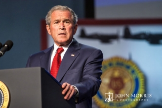 President George Bush speaks during a conference.