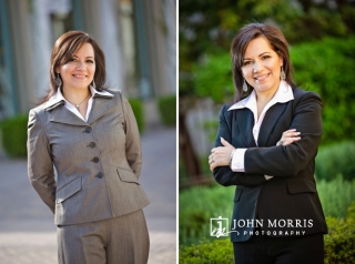 Outdoor, lifestyle headshots of a female real estate agent dressed in business attire.